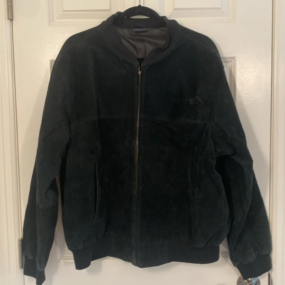 Men's Vintage Black Suede Bomber Jacket size XL